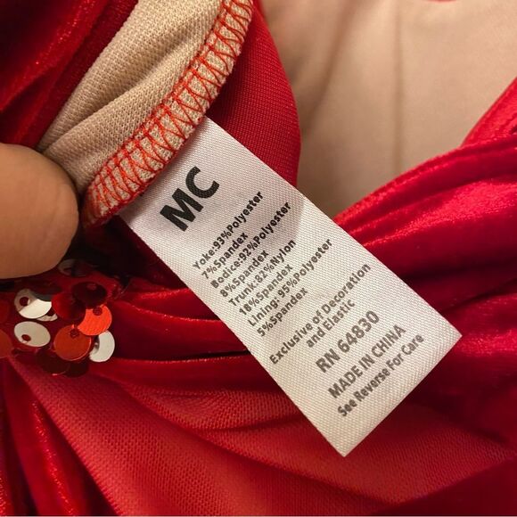 Weissman Dance costume red bling fringe velvet dress Could Have Been Me 14906 MC - Picture 7 of 9